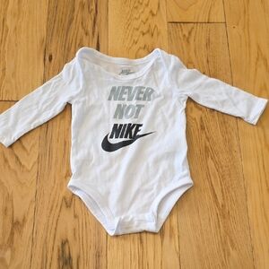 Never Not Nike White Long Sleeve Bodysuit
